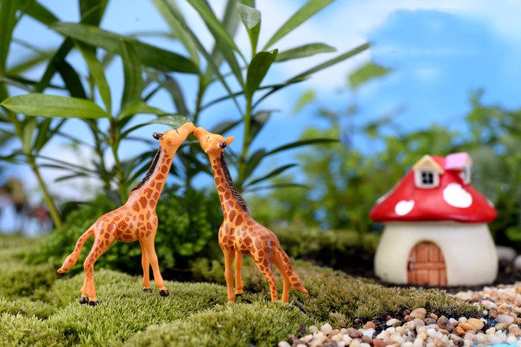 Lovely Pvc Giraffe Model Kids Toys Miniture Fairy Garden Accessories Supplies Pot Bonsai Animals Micro Landscape Miniature Garden Terrariums Fairy Garden Animals Figurine Kits Items Decoration Table Ornaments - 描述图 3