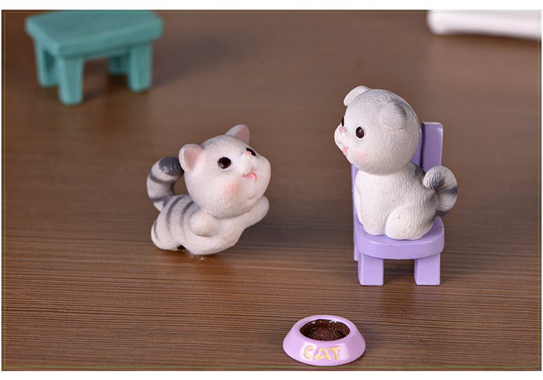 Miniture Fairy Garden Accessories Supplies Lovely Resin Cat Kids Toys Pot Bonsai Animals Micro Landscape Miniature Garden Terrariums Fairy Garden Animals Figurine Kits Items Decoration Table Ornaments - 描述图 9