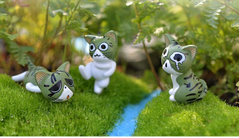 8 Styles Miniture Fairy Garden Accessories Supplies Lovely Resin Cat Kids Toys Pot Bonsai Micro Landscape Miniature Garden Terrariums Fairy Garden Animals Figurine Kits Items Decoration Table Ornaments - 描述图 3