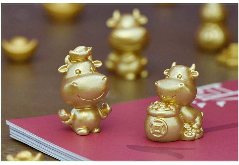 Miniture Fairy Garden Accessories Supplies Resin Gold Cattle Kids Toys Pot Bonsai Miniature Garden Terrariums Fairy Garden Animals Figurine Kits Items Decoration Cartoon Table Ornaments - 描述图 4