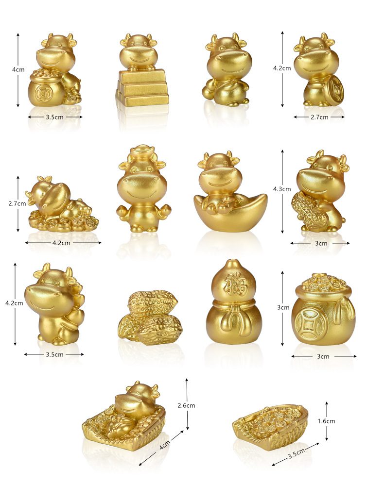 Miniture Fairy Garden Accessories Supplies Resin Gold Cattle Kids Toys Pot Bonsai Miniature Garden Terrariums Fairy Garden Animals Figurine Kits Items Decoration Cartoon Table Ornaments - 描述图 1