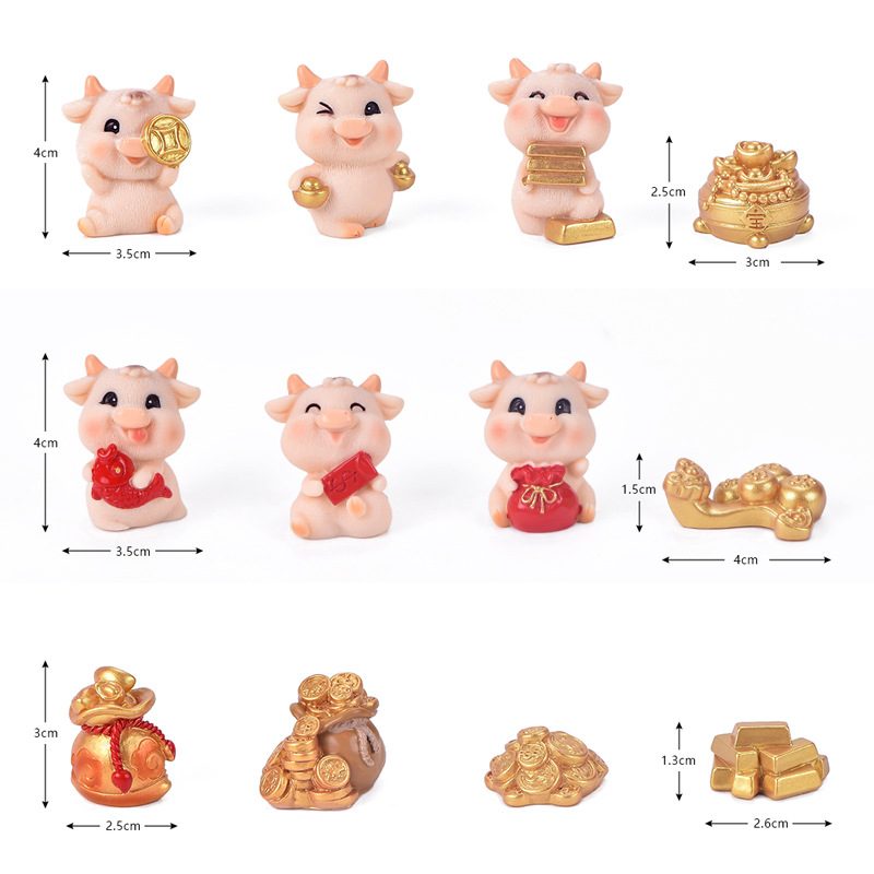 Miniture Fairy Garden Accessories Supplies Resin Cattle Kids Toys Pot Bonsai Miniature Garden Terrariums Fairy Garden Animals Figurine Kits Items Decoration Cartoon Table Ornaments - 描述图 1