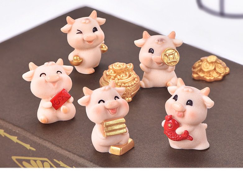 Miniture Fairy Garden Accessories Supplies Resin Cattle Kids Toys Pot Bonsai Miniature Garden Terrariums Fairy Garden Animals Figurine Kits Items Decoration Cartoon Table Ornaments - 描述图 2