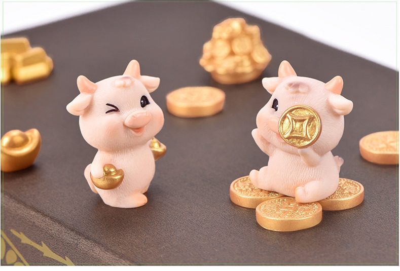 Miniture Fairy Garden Accessories Supplies Resin Cattle Kids Toys Pot Bonsai Miniature Garden Terrariums Fairy Garden Animals Figurine Kits Items Decoration Cartoon Table Ornaments - 描述图 3