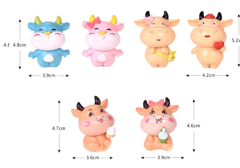 Miniture Fairy Garden Accessories Supplies Resin Cattle Kids Toys Pot Bonsai Miniature Garden Terrariums Fairy Garden Animals Figurine Kits Items Car Interior Decoration Cartoon Table Ornaments - 描述图 1