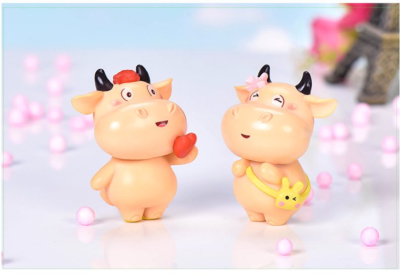 Miniture Fairy Garden Accessories Supplies Resin Cattle Kids Toys Pot Bonsai Miniature Garden Terrariums Fairy Garden Animals Figurine Kits Items Car Interior Decoration Cartoon Table Ornaments - 描述图 4