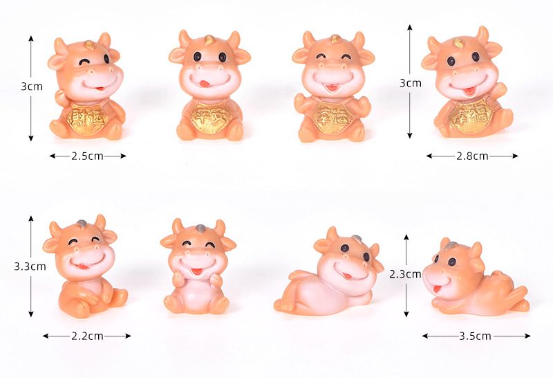 Miniture Fairy Garden Accessories Supplies Resin Cattle Kids Toys Pot Bonsai Miniature Garden Terrariums Fairy Garden Animals Ox Figurine Kits Items Car Interior Decoration Cartoon Table Ornaments - 描述图 1