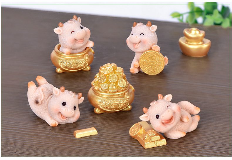 Miniture Fairy Garden Accessories Supplies Resin Cattle Kids Toys Pot Bonsai Miniature Garden Terrariums Fairy Garden Animals Figurine Kits Items Decoration Cartoon Table Ornaments - 描述图 4