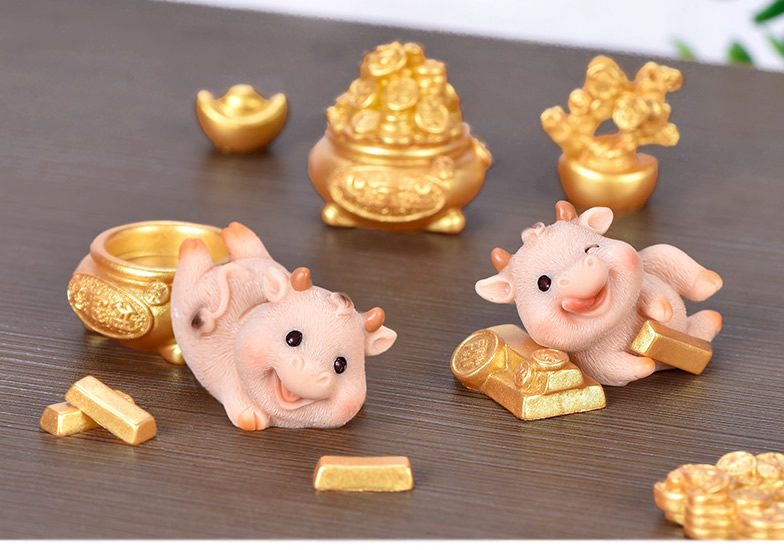 Miniture Fairy Garden Accessories Supplies Resin Cattle Kids Toys Pot Bonsai Miniature Garden Terrariums Fairy Garden Animals Figurine Kits Items Decoration Cartoon Table Ornaments - 描述图 5