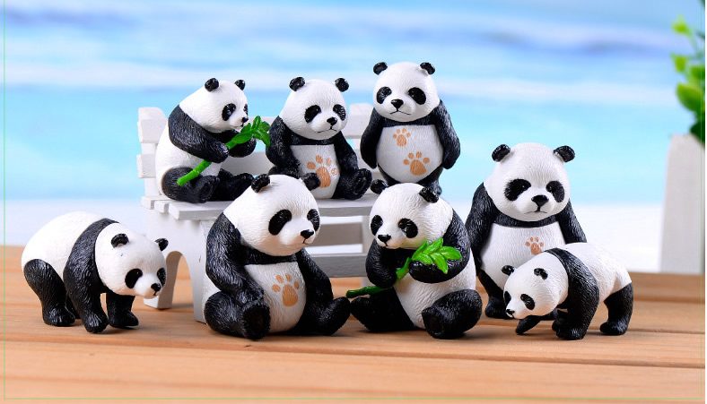 Miniture Fairy Garden Accessories Supplies Resin Panda Figurine Model Toys Pot Bonsai Miniature Garden Terrariums Fairy Garden Animals Kits Items Car Interior Decoration Table Ornaments - 描述图 2