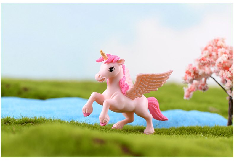 Miniture Fairy Garden Accessories Supplies Cartoon Unicorn Model Kids Toys Pot Bonsai Miniature Garden Terrariums Fairy Garden Pegasus Figurine Animals Kits Items Car Interior Decoration Table Ornaments - 描述图 3