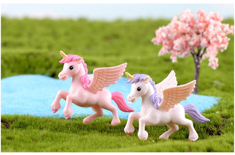 Miniture Fairy Garden Accessories Supplies Cartoon Unicorn Model Kids Toys Pot Bonsai Miniature Garden Terrariums Fairy Garden Pegasus Figurine Animals Kits Items Car Interior Decoration Table Ornaments - 描述图 4