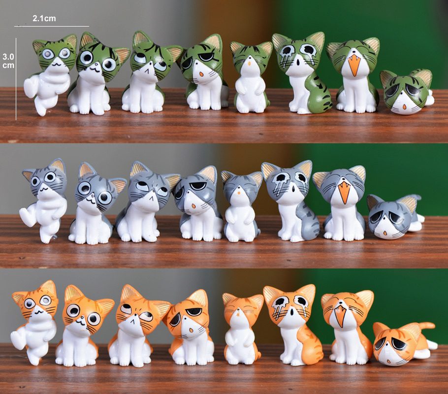 8 Styles Miniture Fairy Garden Accessories Supplies Lovely Resin Cat Kids Toys Pot Bonsai Micro Landscape Miniature Garden Terrariums Fairy Garden Animals Figurine Kits Items Decoration Table Ornaments - 描述图 1