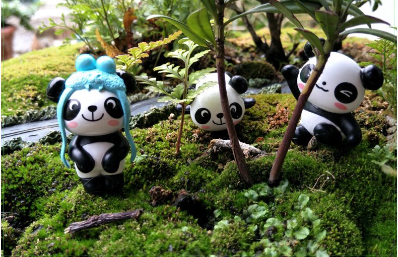 Miniture Fairy Garden Accessories Supplies Resin Cartoon Panda Figurine Toys Pot Bonsai Miniature Garden Terrariums Fairy Garden Animals Kits Items Car Interior Decoration Table Ornaments - 描述图 1