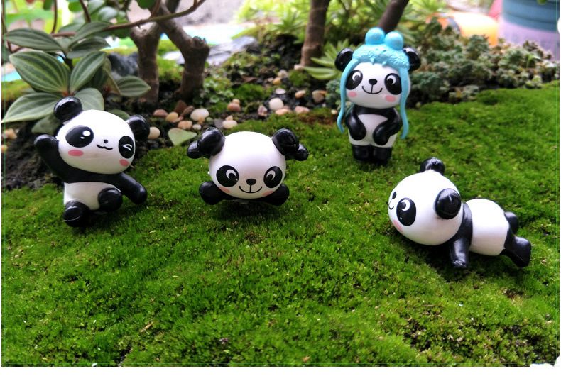 Miniture Fairy Garden Accessories Supplies Resin Cartoon Panda Figurine Toys Pot Bonsai Miniature Garden Terrariums Fairy Garden Animals Kits Items Car Interior Decoration Table Ornaments - 描述图 2