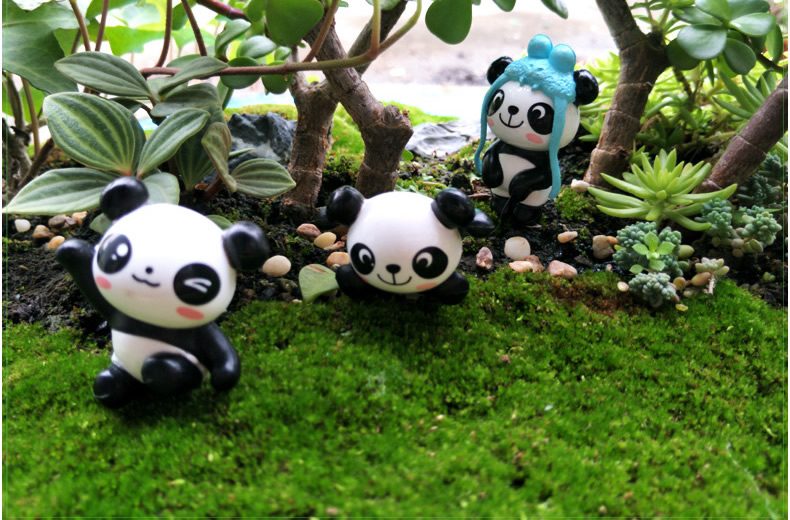 Miniture Fairy Garden Accessories Supplies Resin Cartoon Panda Figurine Toys Pot Bonsai Miniature Garden Terrariums Fairy Garden Animals Kits Items Car Interior Decoration Table Ornaments - 描述图 3