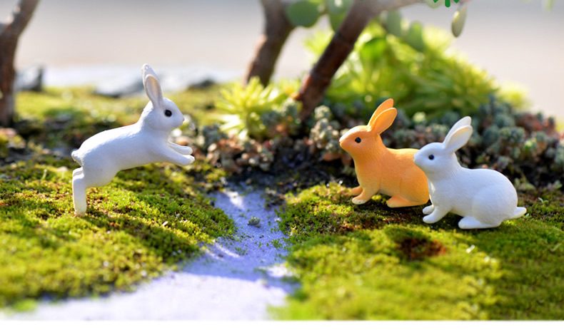 Mini Fairy Garden Animals Cartoon Rabbit Figurine Dolls Pot Bonsai Resin Crafts Accessories Decor Animals Terrariums Fairy Garden Decoration Wholesale Fairy Garden Accessories Supplies Lovely Mini Rabbit Small Kids Toys - 描述图 1