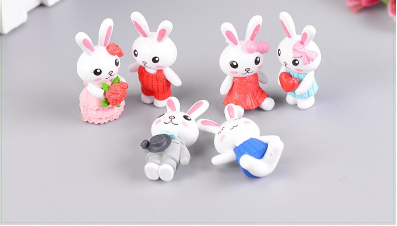 Mini Fairy Garden Animals Cartoon Rabbit Figurine Dolls Pot Bonsai Resin Car Interior Decoration Terrariums Fairy Garden Decoration Wholesale Fairy Garden Accessories Supplies Lovely Mini Rabbit Small Kids Toys Room Decor - 描述图 1