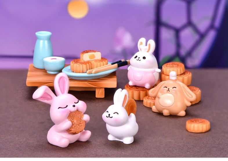 Mini Fairy Garden Animals Cartoon Rabbit Figurine Dolls Pot Bonsai Resin Car Interior Decoration Terrariums Fairy Garden Decoration Wholesale Fairy Garden Accessories Supplies Lovely Mini Rabbit Small Kids Toys - 描述图 2