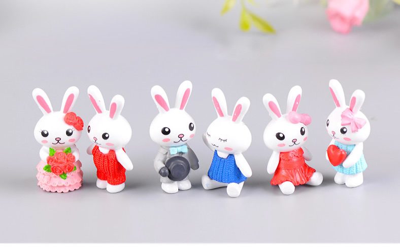 Mini Fairy Garden Animals Cartoon Rabbit Figurine Dolls Pot Bonsai Resin Car Interior Decoration Terrariums Fairy Garden Decoration Wholesale Fairy Garden Accessories Supplies Lovely Mini Rabbit Small Kids Toys Room Decor - 描述图 2