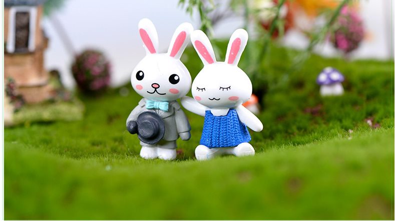 Mini Fairy Garden Animals Cartoon Rabbit Figurine Dolls Pot Bonsai Resin Car Interior Decoration Terrariums Fairy Garden Decoration Wholesale Fairy Garden Accessories Supplies Lovely Mini Rabbit Small Kids Toys Room Decor - 描述图 3