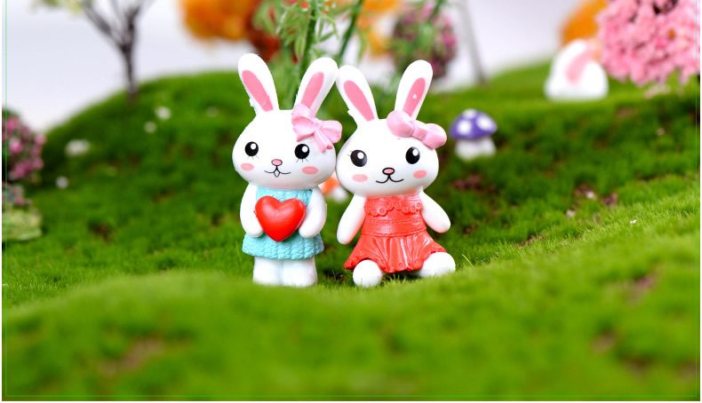Mini Fairy Garden Animals Cartoon Rabbit Figurine Dolls Pot Bonsai Resin Car Interior Decoration Terrariums Fairy Garden Decoration Wholesale Fairy Garden Accessories Supplies Lovely Mini Rabbit Small Kids Toys Room Decor - 描述图 4