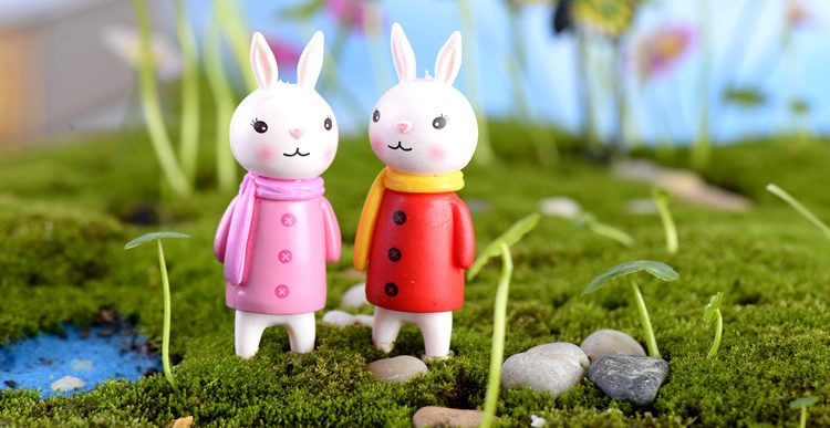 Mini Fairy Garden Animals Cartoon Prince Rabbit Figurine Dolls Pot Bonsai Resin Car Interior Decoration Terrariums Fairy Garden Decoration Wholesale Fairy Garden Accessories Supplies Lovely Mini Rabbit Small Kids Toys Room Decor - 描述图 2