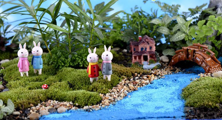 Mini Fairy Garden Animals Cartoon Prince Rabbit Figurine Dolls Pot Bonsai Resin Car Interior Decoration Terrariums Fairy Garden Decoration Wholesale Fairy Garden Accessories Supplies Lovely Mini Rabbit Small Kids Toys Room Decor - 描述图 3