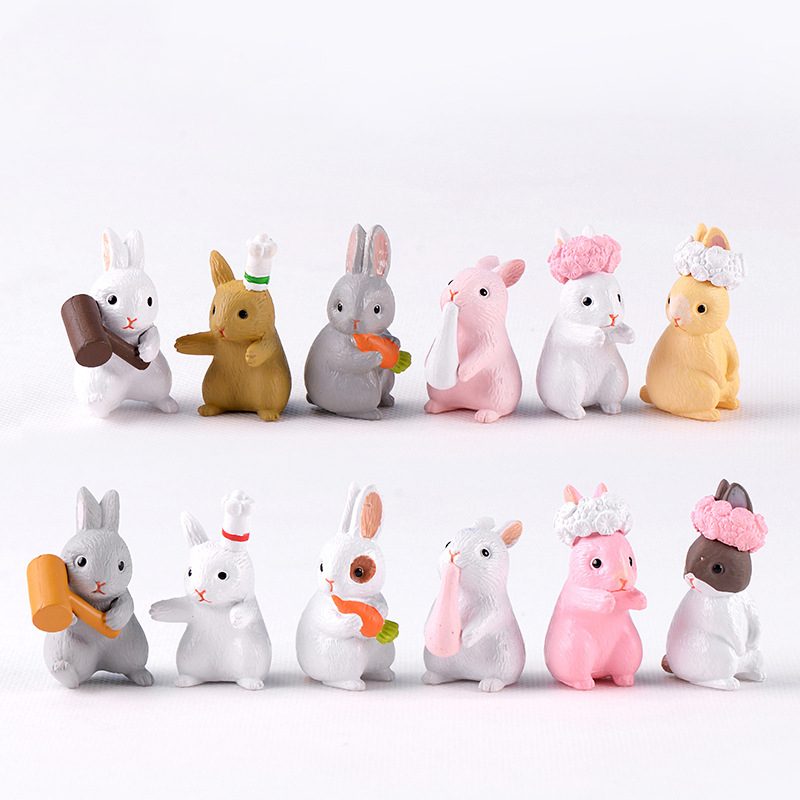 Mini Fairy Garden Animals Cartoon Resin Rabbit Dolls Pot Bonsai Micro Landscape Miniature Garden Terrariums Fairy Garden Decoration Wholesale Fairy Garden Accessories Supplies Lovely Mini Rabbit Small Kids Toys