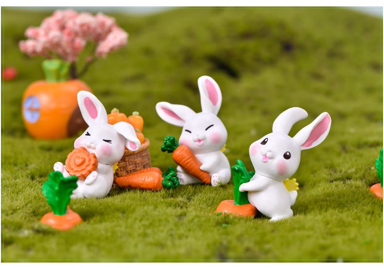 Mini Fairy Garden Animals Cartoon Resin Rabbit Figurine Dolls Pot Bonsai Terrariums Fairy Garden Decoration Wholesale Fairy Garden Accessories Supplies Lovely Mini Rabbit Small Kids Toys - 描述图 2