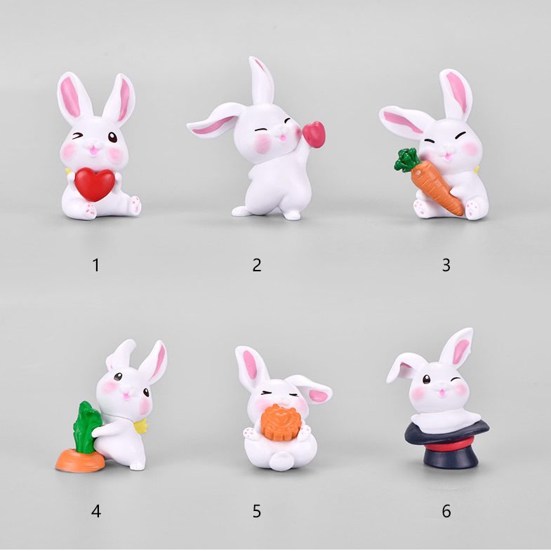 Mini Fairy Garden Animals Cartoon Resin Rabbit Figurine Dolls Pot Bonsai Terrariums Fairy Garden Decoration Wholesale Fairy Garden Accessories Supplies Lovely Mini Rabbit Small Kids Toys - 描述图 1