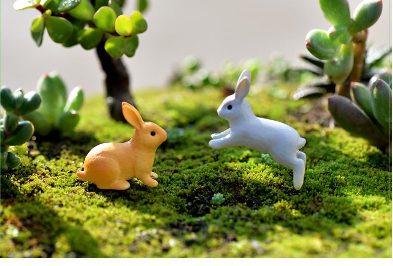 Mini Fairy Garden Animals Cartoon Rabbit Figurine Dolls Pot Bonsai Resin Crafts Accessories Decor Animals Terrariums Fairy Garden Decoration Wholesale Fairy Garden Accessories Supplies Lovely Mini Rabbit Small Kids Toys - 描述图 2