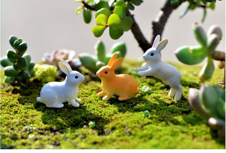 Mini Fairy Garden Animals Cartoon Rabbit Figurine Dolls Pot Bonsai Resin Crafts Accessories Decor Animals Terrariums Fairy Garden Decoration Wholesale Fairy Garden Accessories Supplies Lovely Mini Rabbit Small Kids Toys - 描述图 3