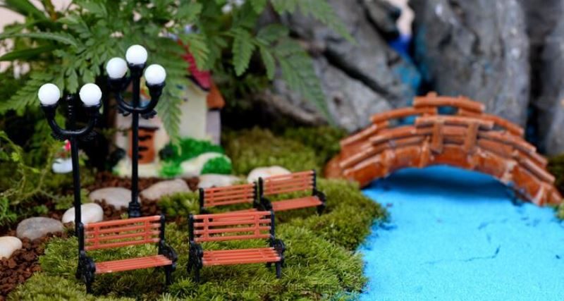 Park Deck Chair Stool Fairy Garden Micro Landscape Miniature Fairy Garden Bench Ornament Bonsai Diy Fairy Garden Accessories - 描述图 1