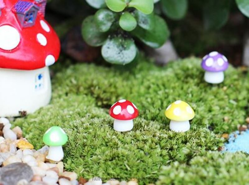 Bonsai Mushrooms Terrarium Artificial Plants Figurines Fairy Garden Accessories Miniatures Party Garden Mini Mushroom Garden Ornament Resin Crafts Decorations - 描述图 3