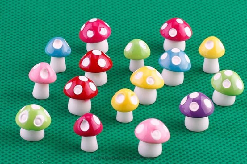 Bonsai Mushrooms Terrarium Artificial Plants Figurines Fairy Garden Accessories Miniatures Party Garden Mini Mushroom Garden Ornament Resin Crafts Decorations - 描述图 4