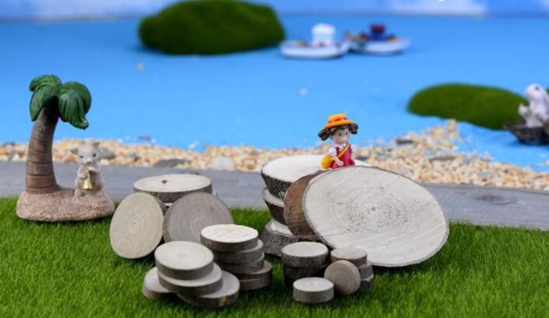 Terrariums Fairy Garden Decoration Fairy Garden Accessories Pedestal Small Round Log Round Log Solid Wood Moss Fairy Garden Micro Landscape Miniature Garden Fairy Garden Ornament Lumps Wood - 描述图 1