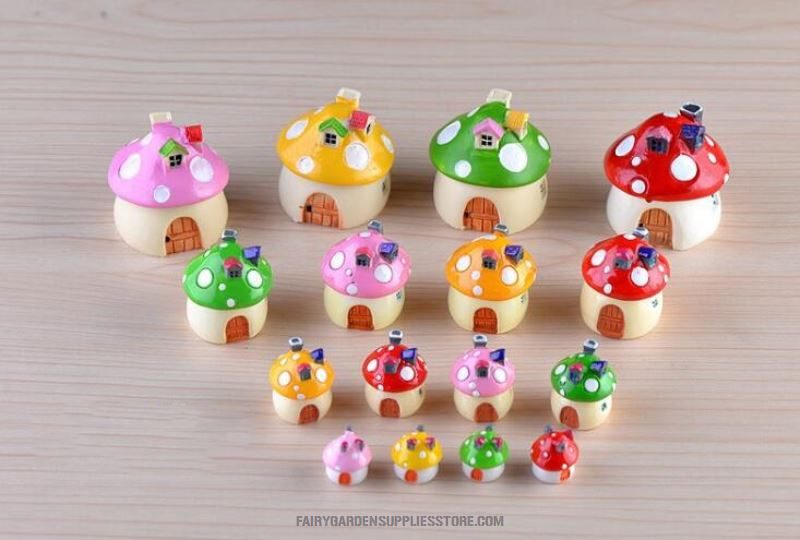 Mini Fairy Garden Mushroom House Miniature Garden Landscape Ornament Small Terrarium Fairy Garden Decoration Mediterranean Sea Style Aquarium Mushroom House Castle Resin Figurine Craft Plant Pot Fairy Garden Accessories - 描述图 3