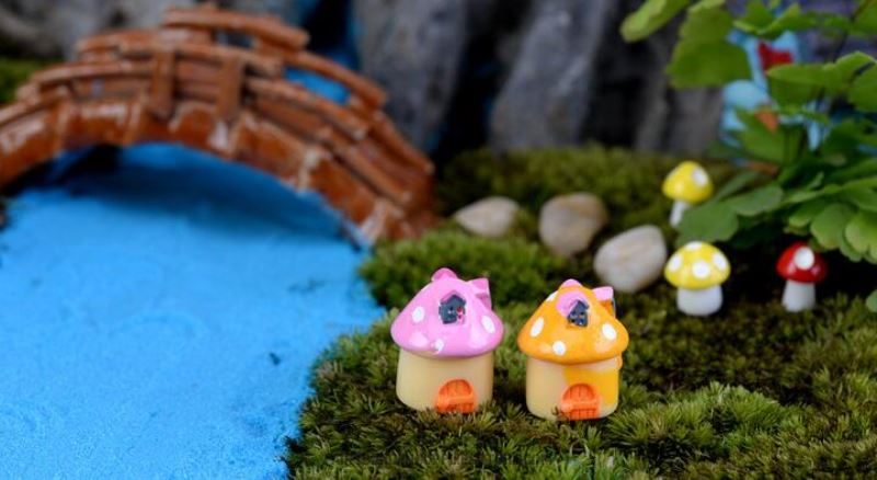 Bonsai Flower Gardening Mushroom House Mini Fairy Garden Decoration Fairy Garden Accessories Mini Mushroom Small House Castle Landscaping Fairy Garden Decoration Terrariums Fairy Garden Ornament - 描述图 2