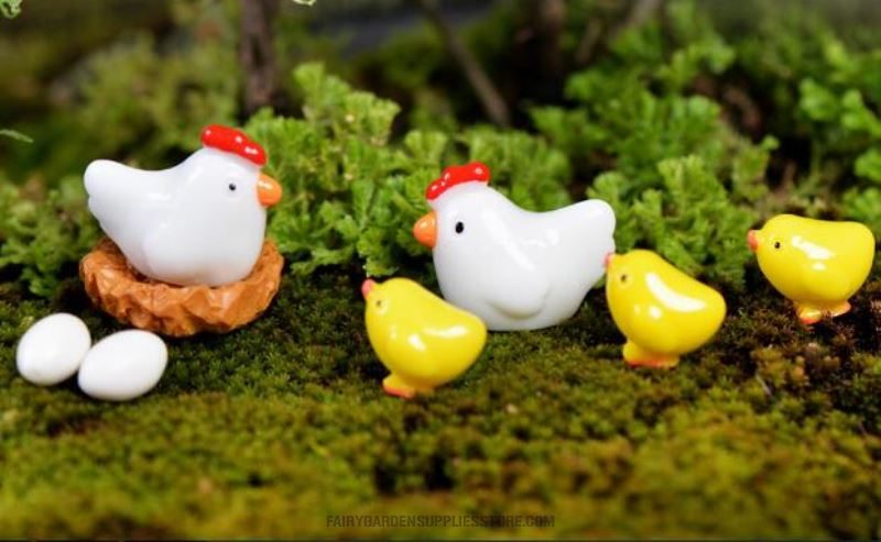 Mini Fairy Garden Resin Mini Chicken Egg Micro Landscape Fairy Garden Decoration Groceries Landscaping Decorate Small Chicken Nest Pasture Fairy Garden Accessories - 描述图 2