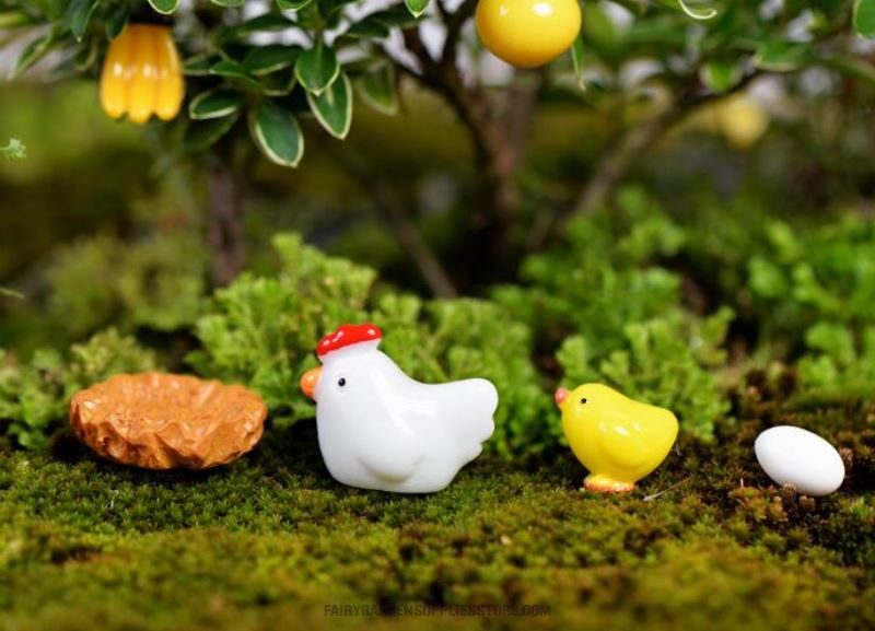 Mini Fairy Garden Resin Mini Chicken Egg Micro Landscape Fairy Garden Decoration Groceries Landscaping Decorate Small Chicken Nest Pasture Fairy Garden Accessories - 描述图 3