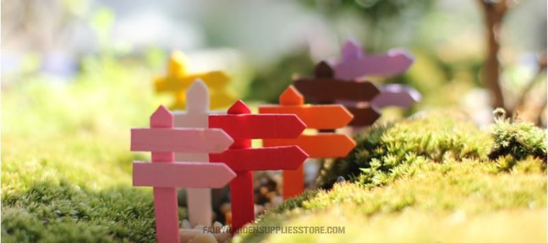 Signpost Mini Fairy Garden Landscape Decoration Pot Road Signs Terrariums Fairy Garden Ornament Wood Fairy Garden Fence Craftwork Diy Miniature Fairy Garden Accessories - 描述图 3