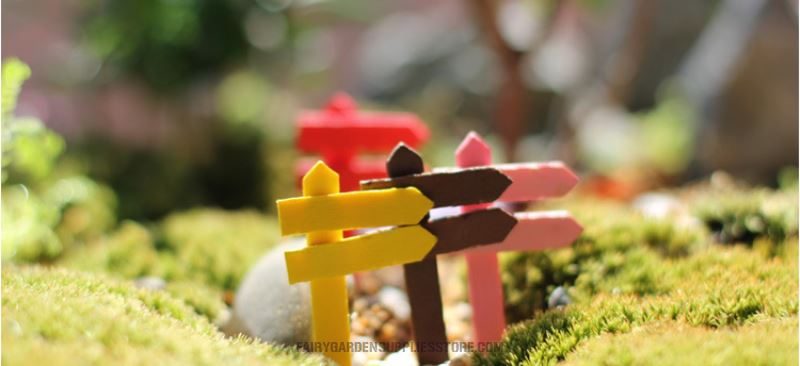 Signpost Mini Fairy Garden Landscape Decoration Pot Road Signs Terrariums Fairy Garden Ornament Wood Fairy Garden Fence Craftwork Diy Miniature Fairy Garden Accessories - 描述图 4