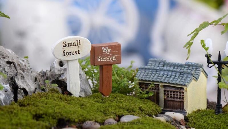 Fairy Garden Signpost Miniature Garden Guideboard Fairy Garden Ornament Doll Diy Assemble Toys Plant Pot Terrariums Bonsai Decor Road Signs Fairy Garden Accessories - 描述图 2