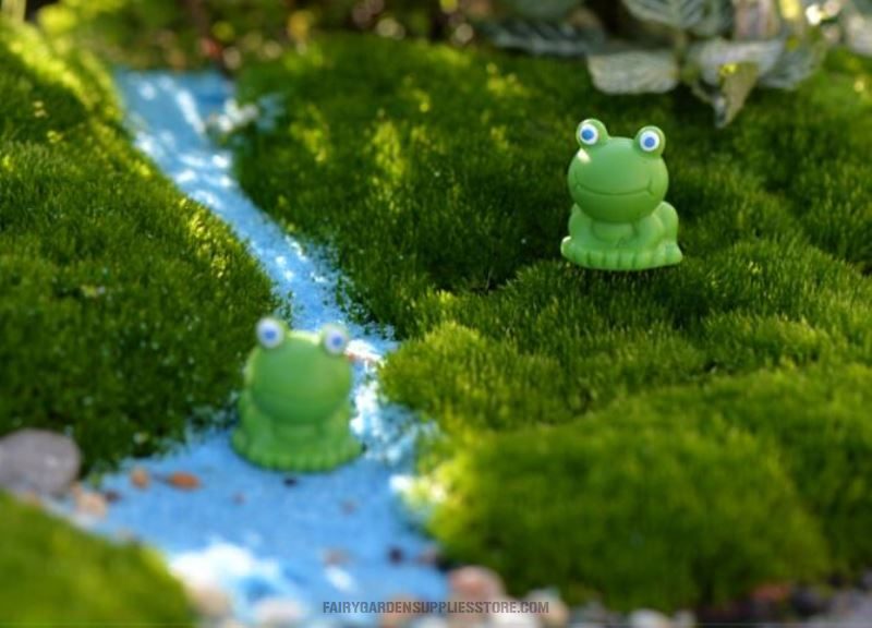 Resin Fairy Garden Decoration Animal Micro Landscape Miniature Garden Doll Decorate Terrarium Fairy Garden Accessories Blue Eyes Small Frogs Diy Bonsai Material Wholesale - 描述图 1