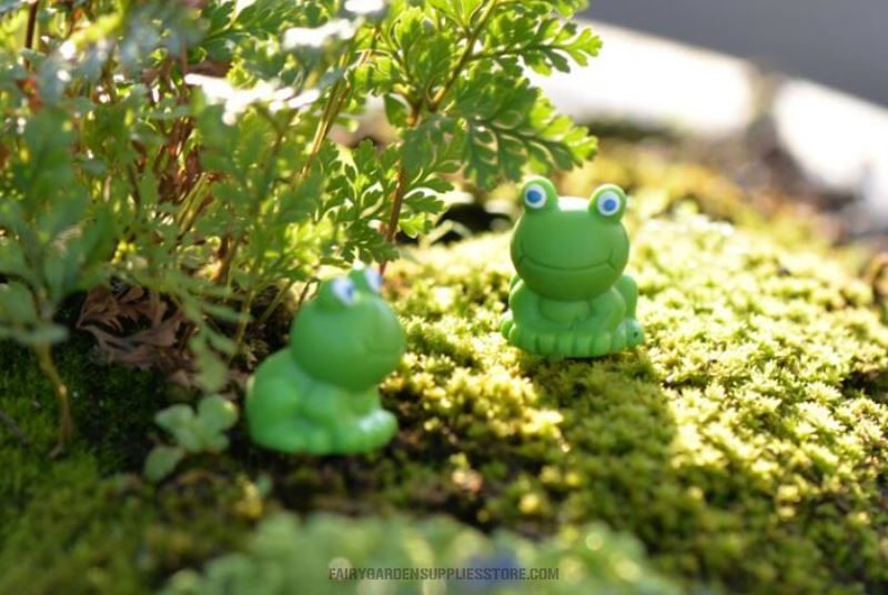 Resin Fairy Garden Decoration Animal Micro Landscape Miniature Garden Doll Decorate Terrarium Fairy Garden Accessories Blue Eyes Small Frogs Diy Bonsai Material Wholesale - 描述图 3