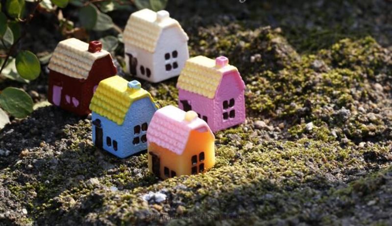 5 Color Rural Small House Resin Castle Fairy Garden Decoration Villa Fairy Garden Accessories Micro Landscape Miniature Bonsai Terrariums Fairy Garden Accessories Decorate Material - 描述图 2