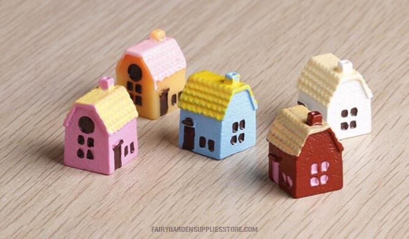 5 Color Rural Small House Resin Castle Fairy Garden Decoration Villa Fairy Garden Accessories Micro Landscape Miniature Bonsai Terrariums Fairy Garden Accessories Decorate Material - 描述图 4