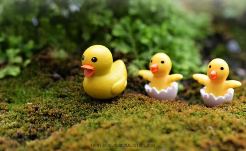 Mini Fairy Garden Duck Micro Landscape Miniature Garden Decorate Fairy Garden Decoration Fairy Garden Accessories Big Small Ducks Cute Little Yellow Duck Resin Crafts For Home Plants - 描述图 2