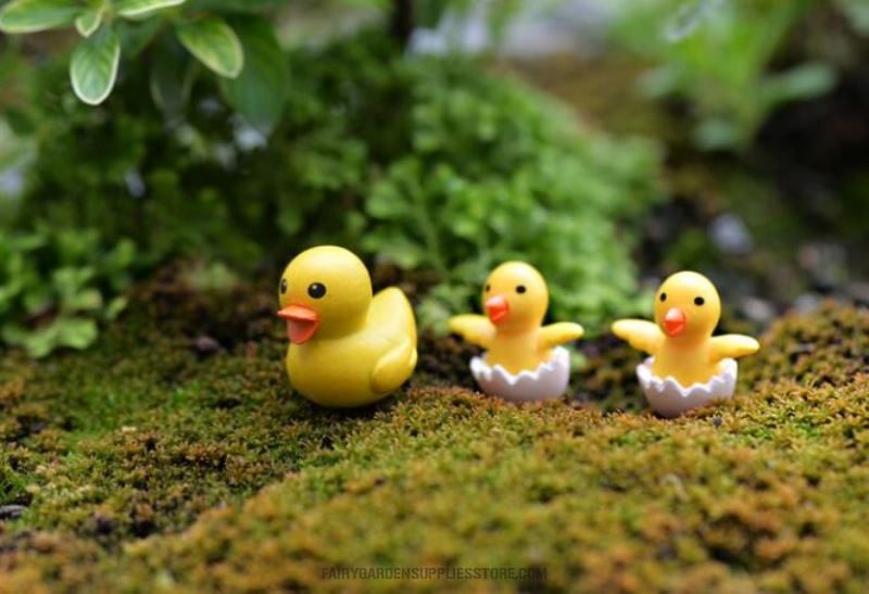 Mini Fairy Garden Duck Micro Landscape Miniature Garden Decorate Fairy Garden Decoration Fairy Garden Accessories Big Small Ducks Cute Little Yellow Duck Resin Crafts For Home Plants - 描述图 1